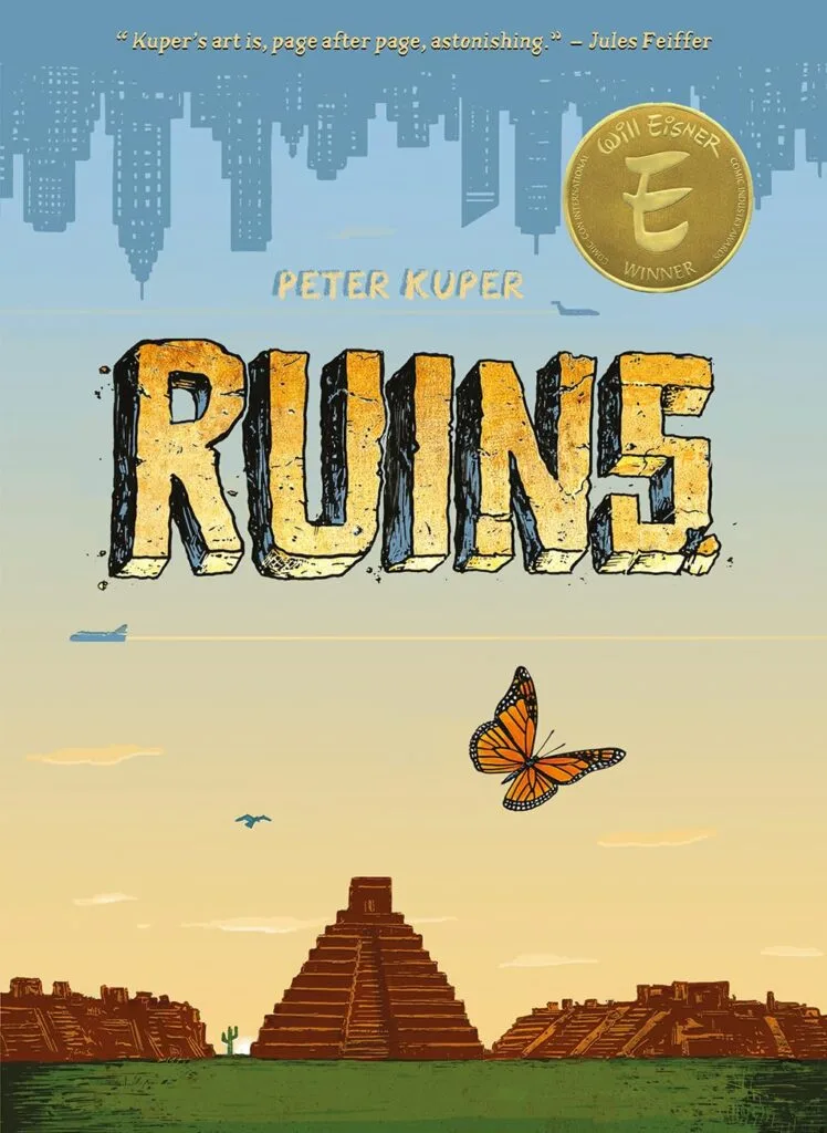 🖼️ Ruins by Peter Kuper
Set in Oaxaca, Mexico, this lush, award-winning graphic novel follows an American couple on a sabbatical as their personal journey becomes entangled with the political unrest of the region. With striking art and layered storytelling, Ruins is a powerful reflection on travel, culture, and transformation.